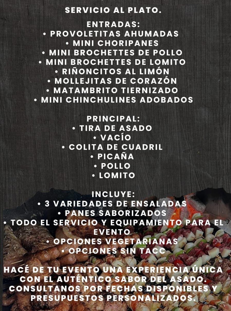 Catering Asado Servicio al Plato